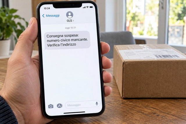 GLS, falsi SMS sulla consegna sospesa portano a un sito estraneo