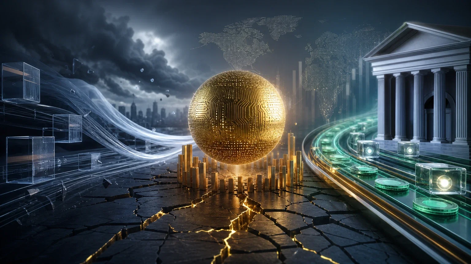 Bitcoin cerca base, ETF tremano e stablecoin vanno in banca