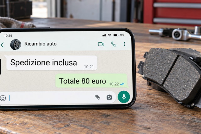 Ricambio auto, 80 euro pagati su WhatsApp e mai consegnati