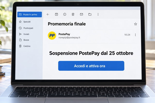 PostePay, una falsa email minaccia la sospensione della carta