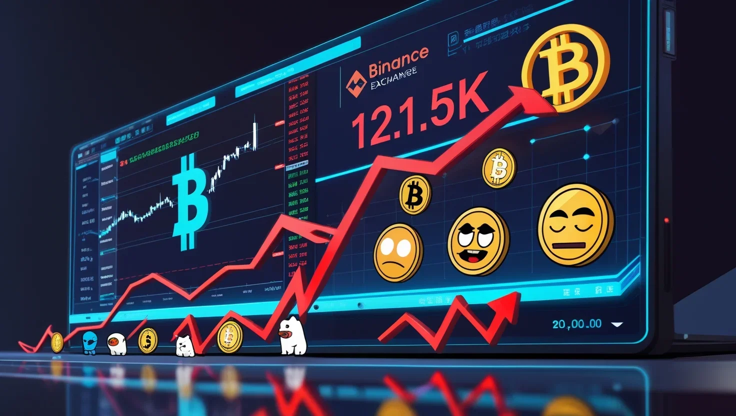 Bitcoin scende a 121.5K mentre Binance lancia Meme Rush
